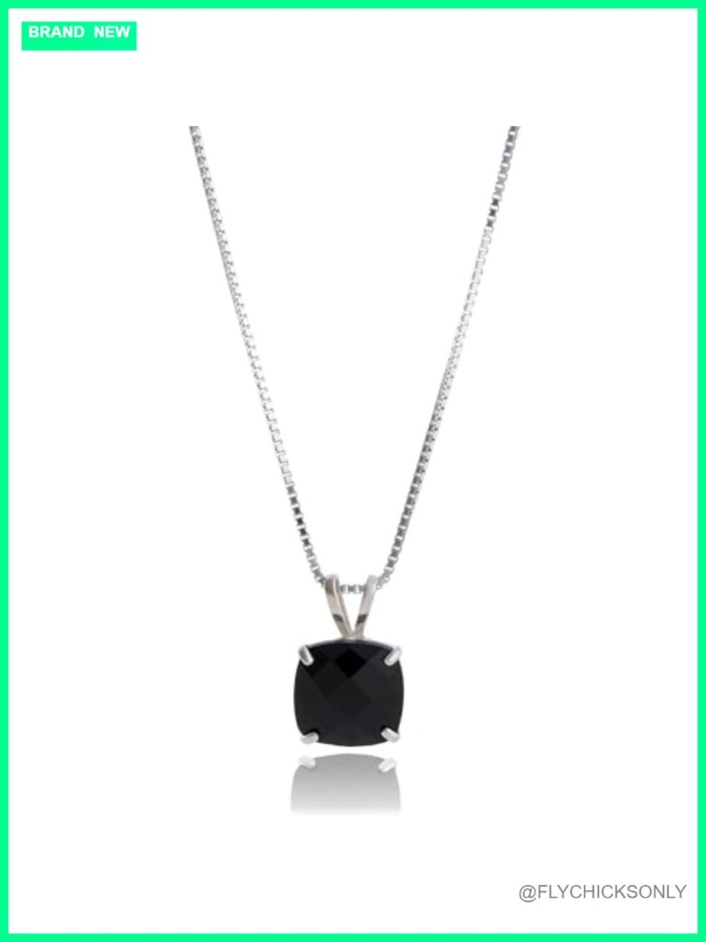 Cushion Cut Onyx Pendant Necklace 925 Sterling Silver Birthstone